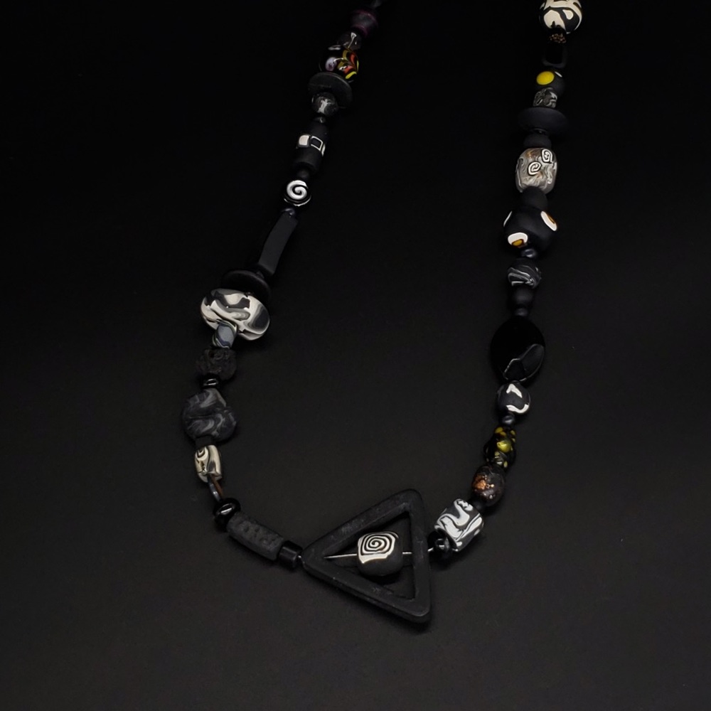 Fun yet Dark Original handmade beaded Necklace - Picture 5 of 12